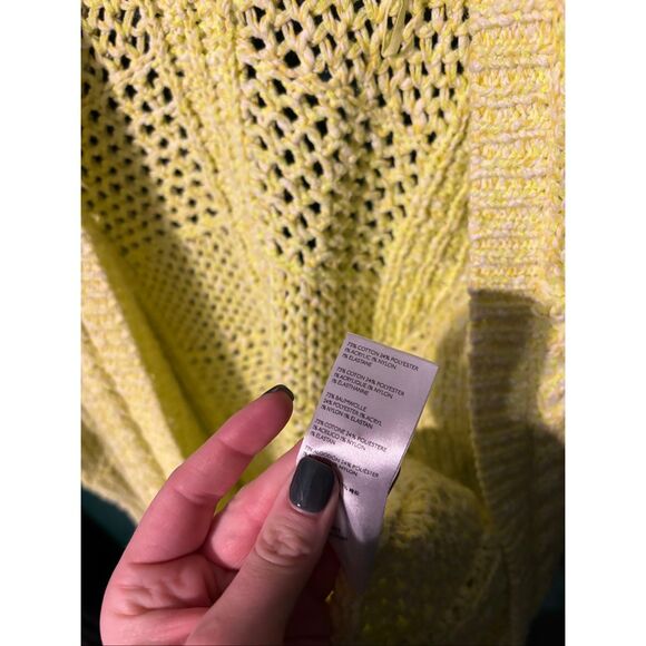 Anthropologie Serenity Open Cardigan Lime Yellow  Sz M/L - Picture 4 of 5